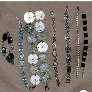 7 Vintage Silver Tone 7' Bracelets